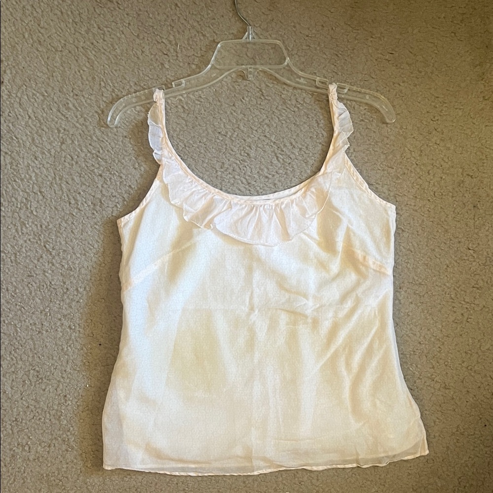 J. Crew White Ruffle-Trim Camisole